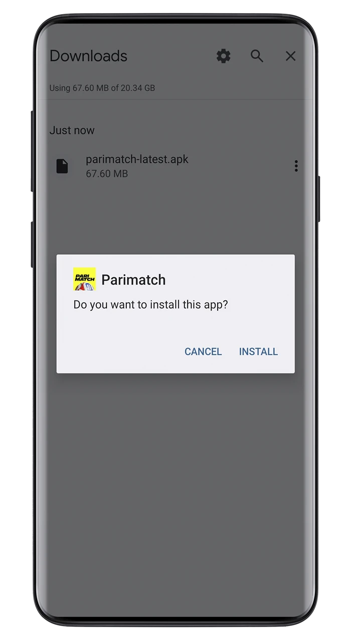 Run the installation file of the Parimatch application and wait for some time.