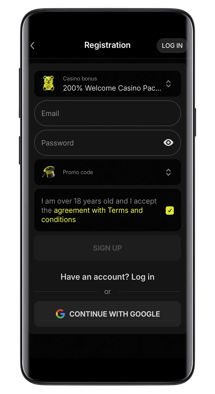 Quick registration on the Parimatch website is available to every user.