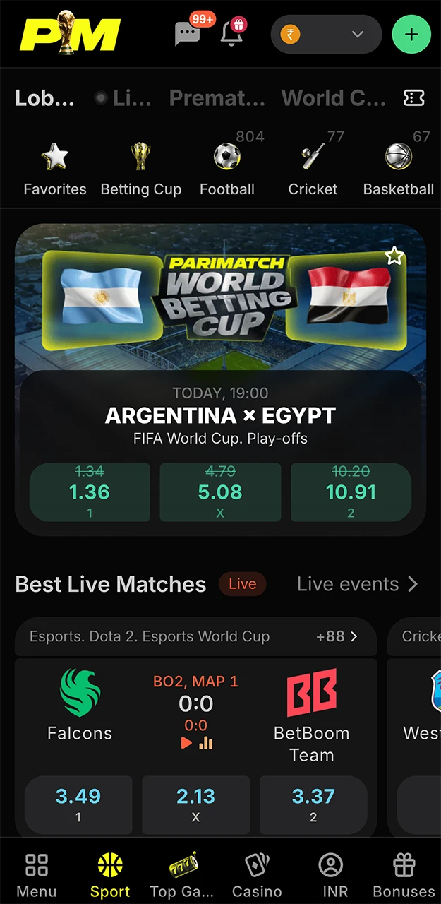 Place bets on your favorite sports at Parimatch.