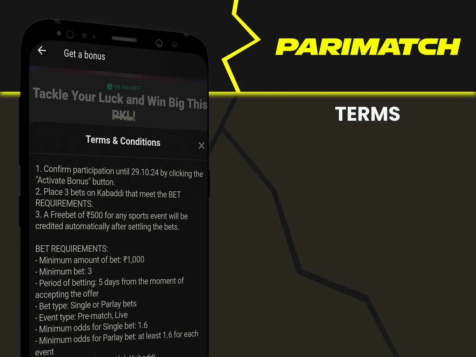 Learn the terms for Parimatch bonuses.