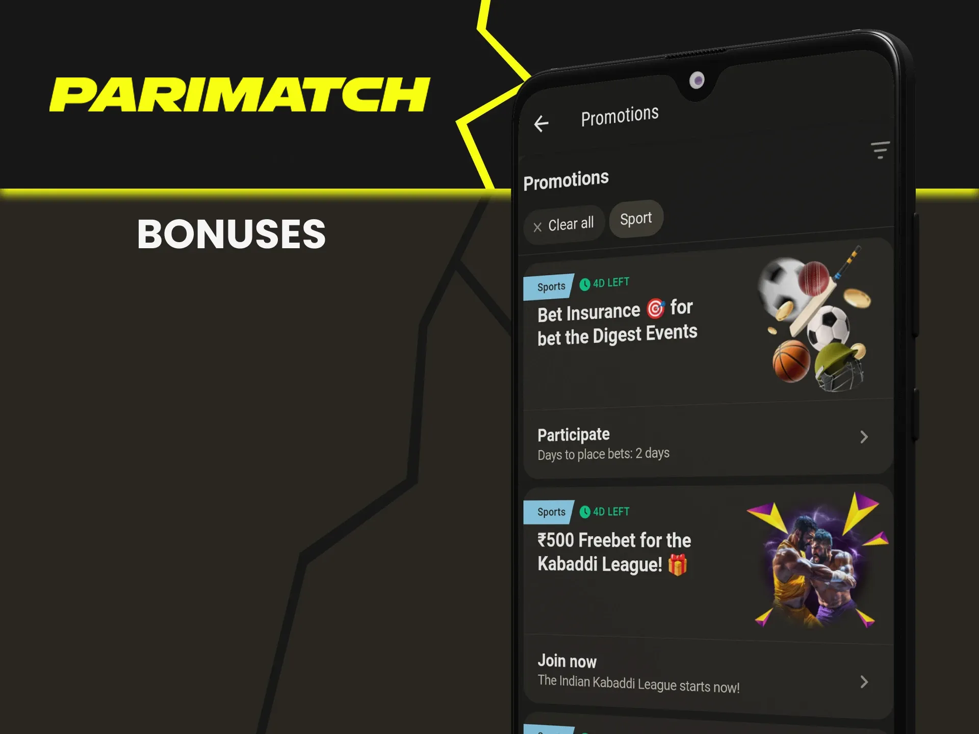 Parimatch gives bonuses for betting on cricket.
