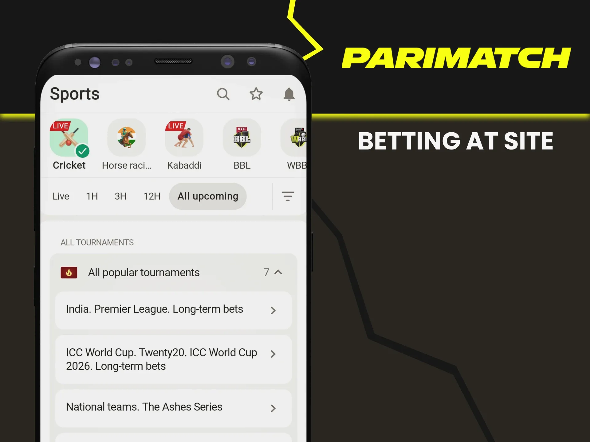 By visiting the Parimatch website you can bet on cricket.