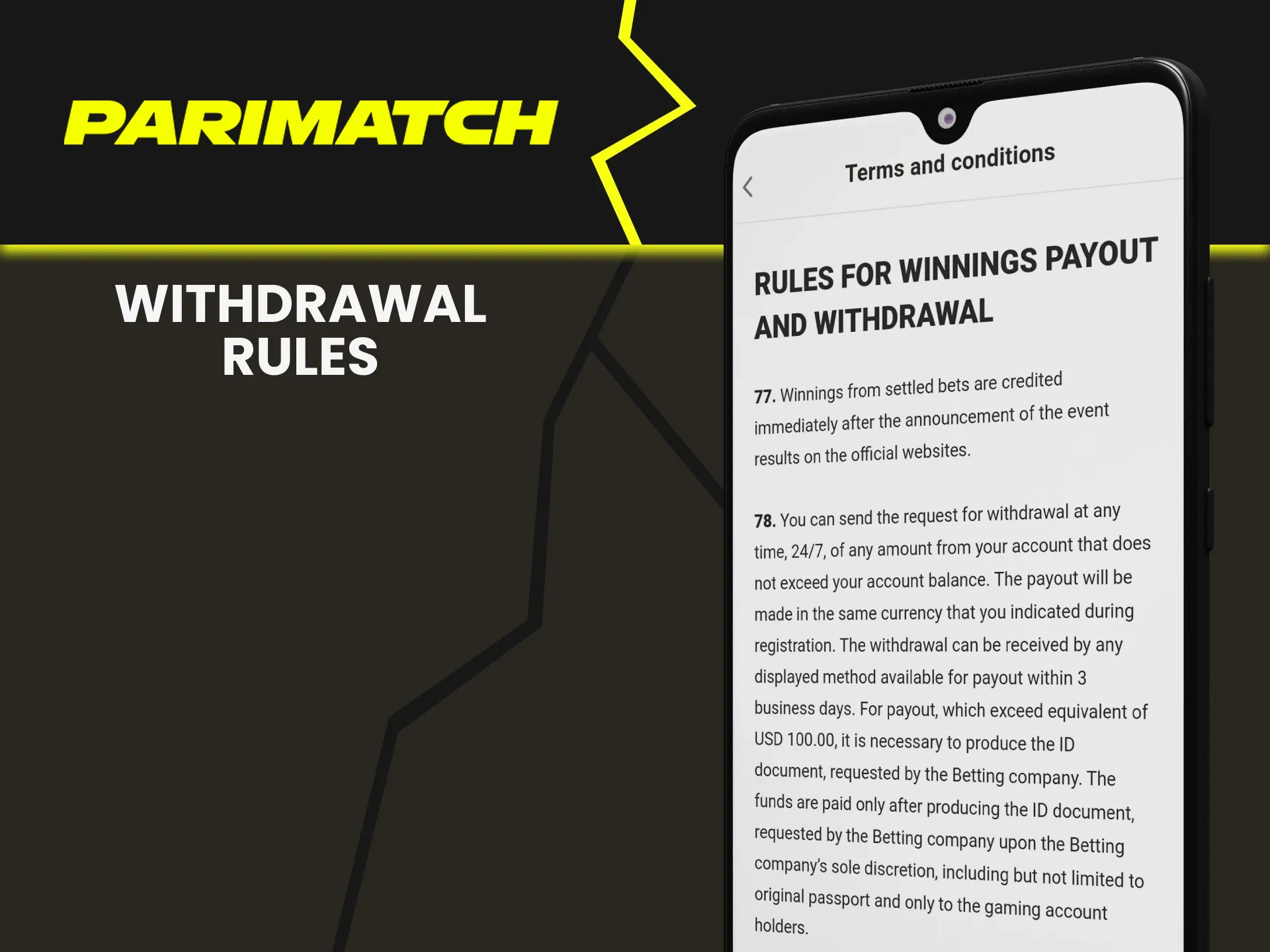 Learn the rules for withdrawing funds on Parimatch.