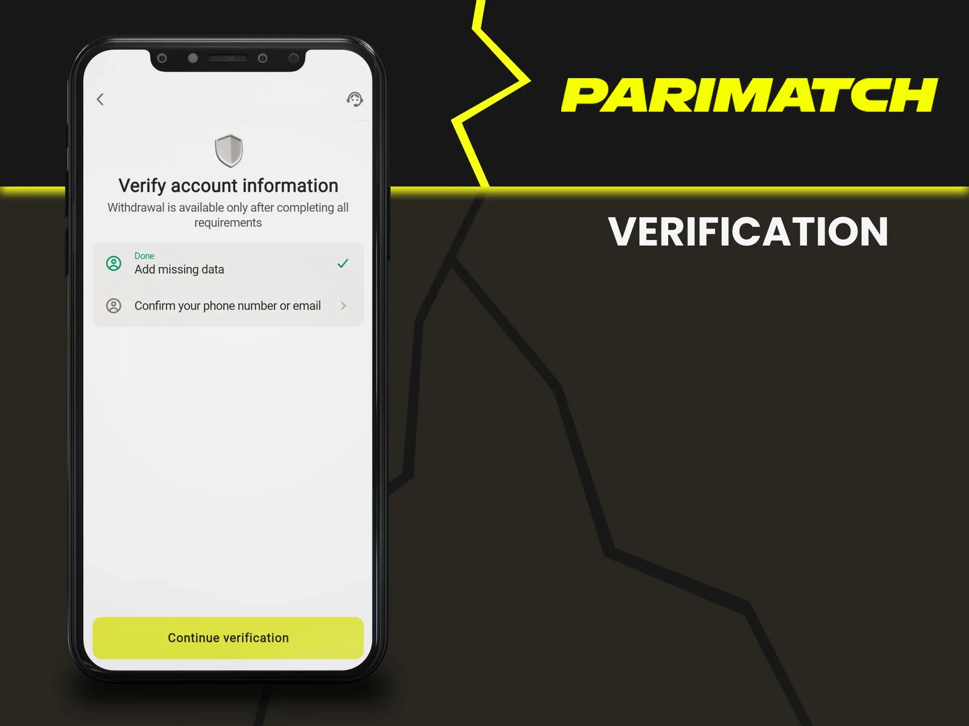 Be sure to fill out all the information for Parimatch.