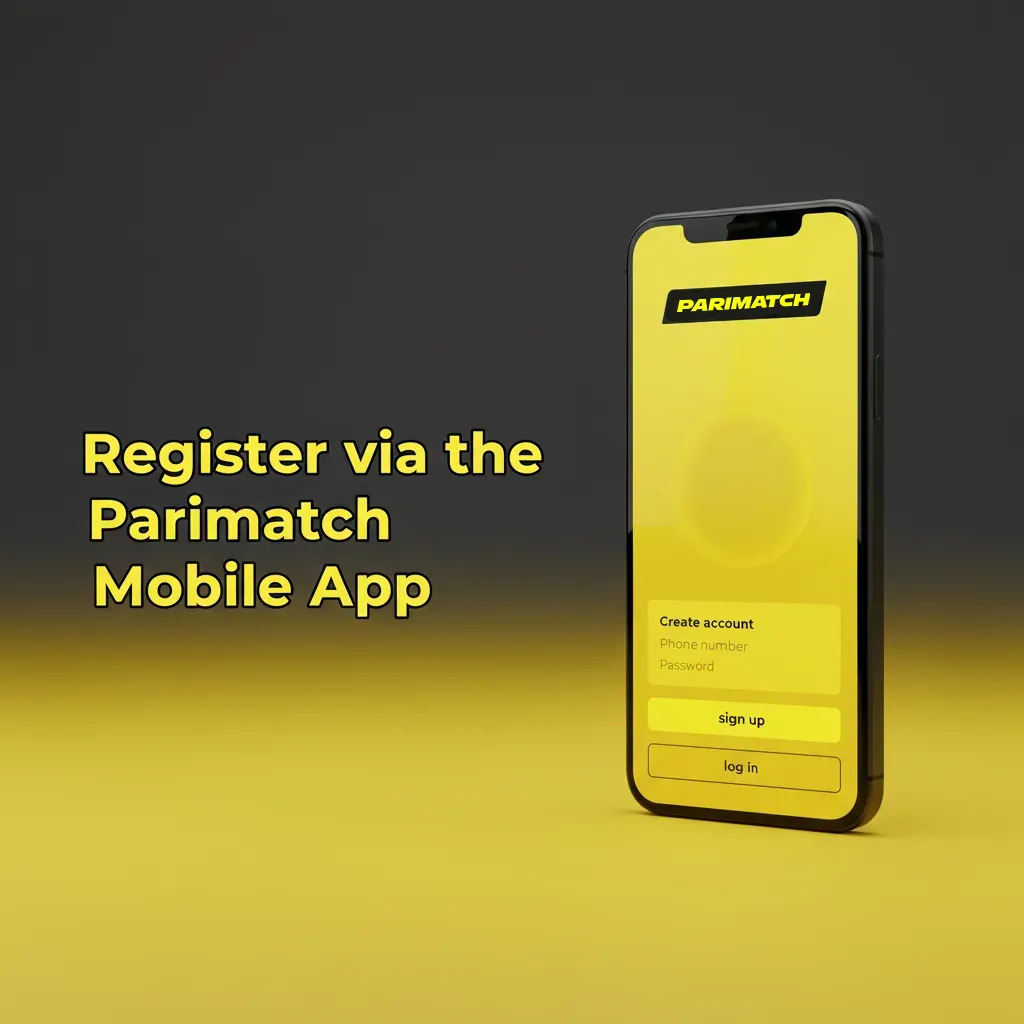 Parimatch mobile app sign-up screen with phone/email/social options, INR selection, OTP verify, and deposit limit setup.
