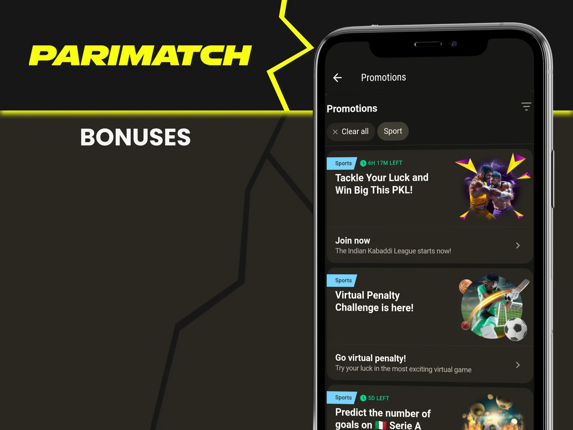 Parimatch offers many bonuses for sports betting.
