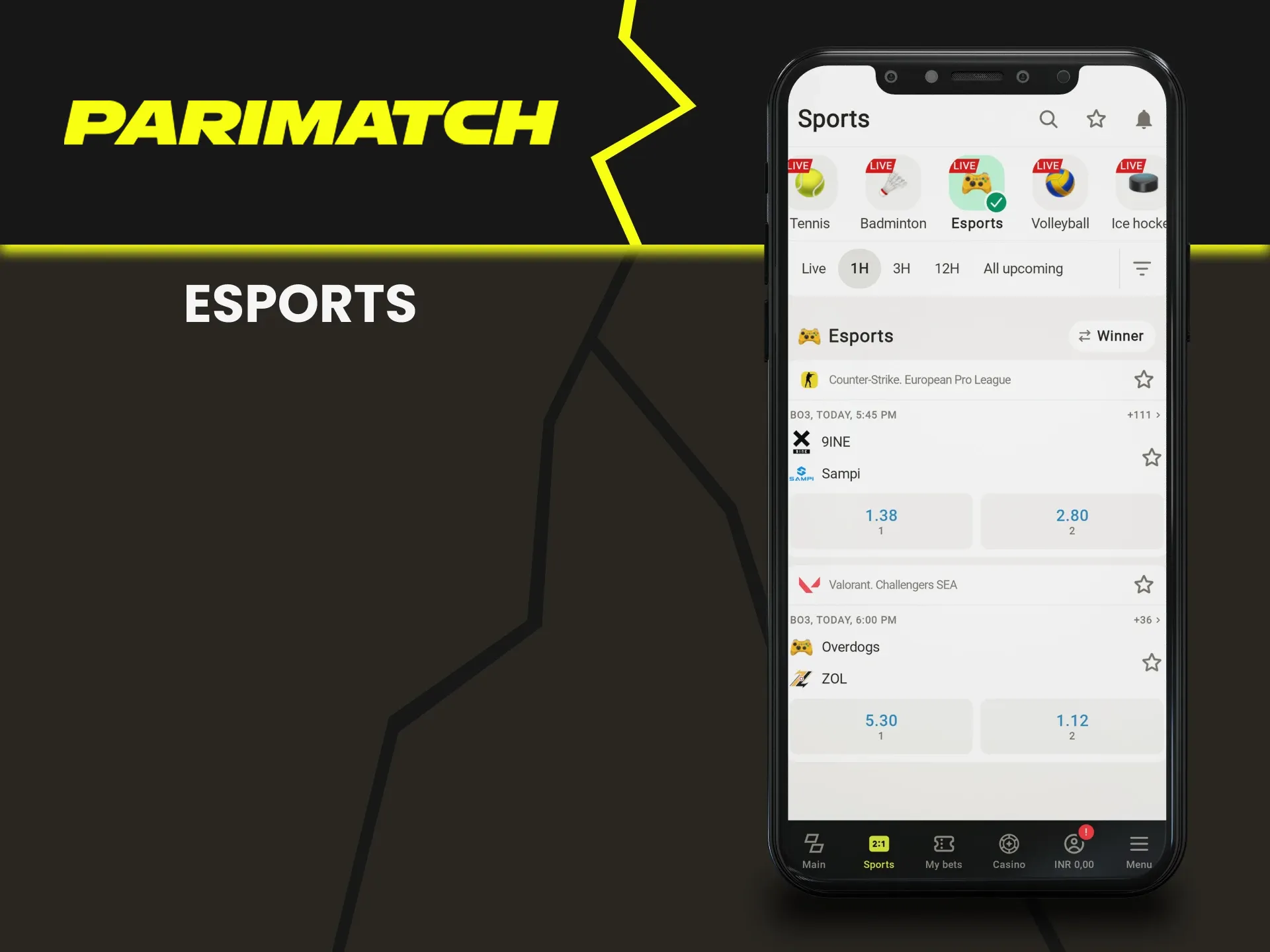 You can bet on eSports from Parimatch.