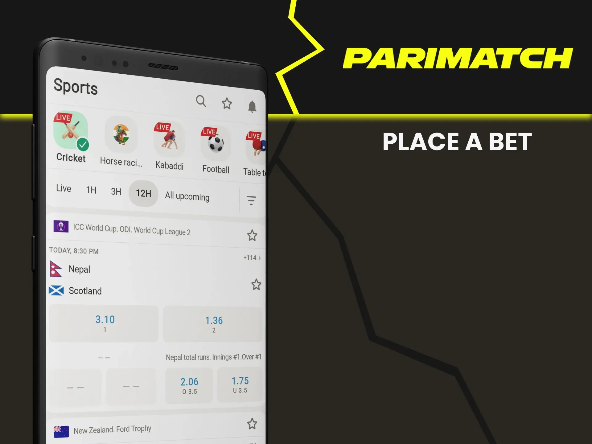 Go to the sports section to bet on Parimatch.
