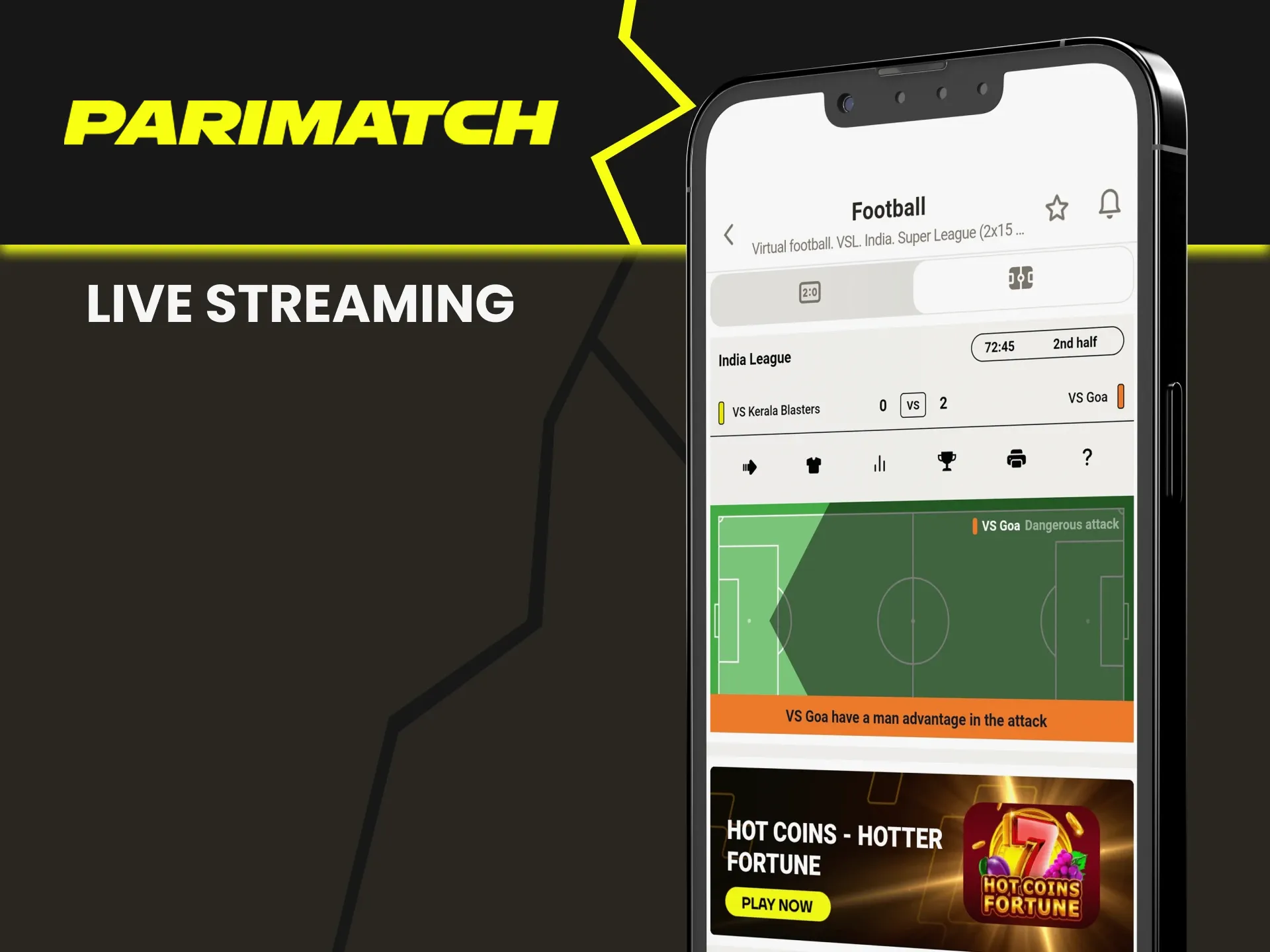 Watch live broadcasts of matches on Parimatch.