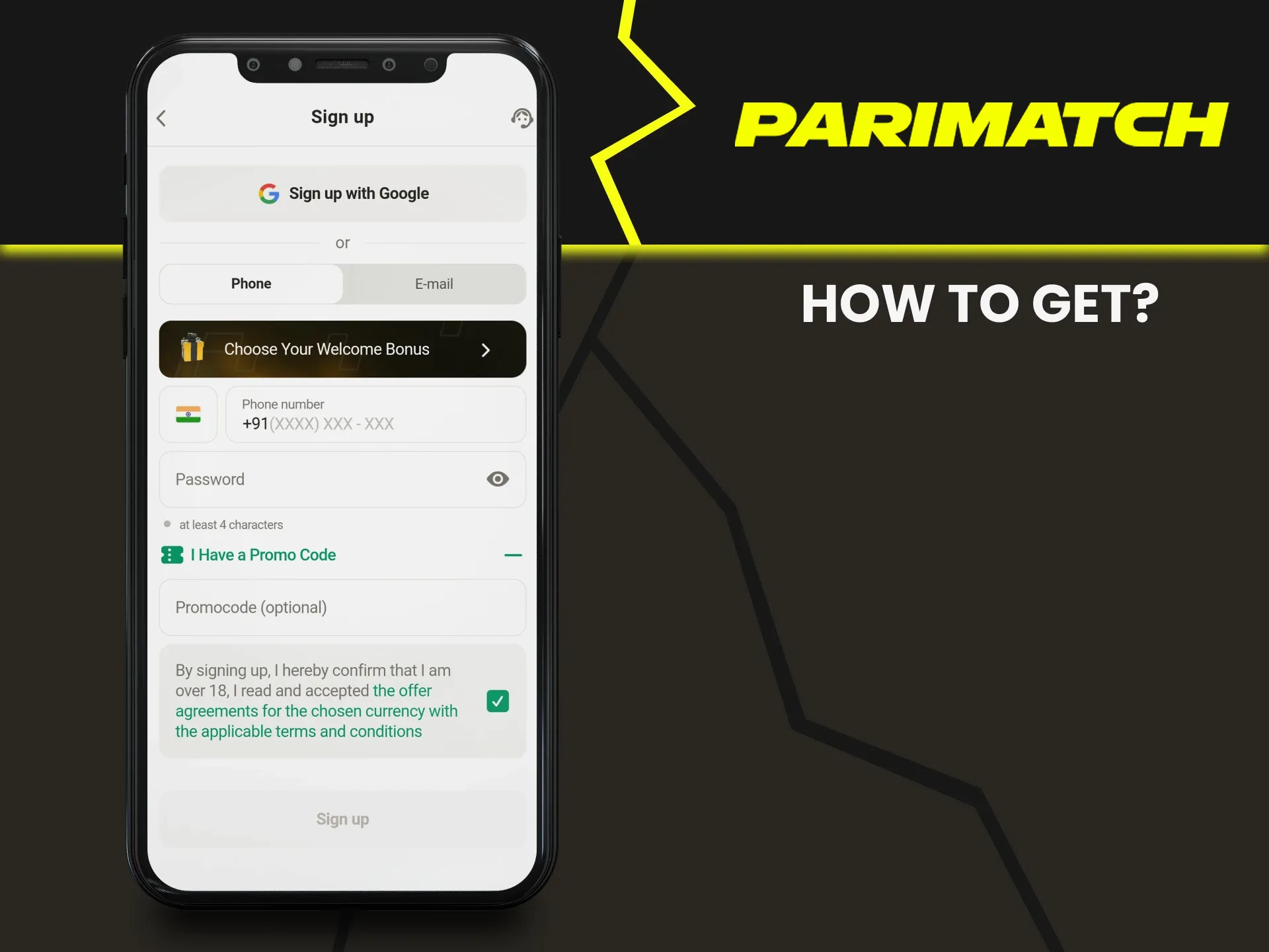 Register to receive welcome bonuses from Parimatch.